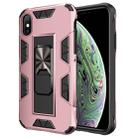 For iPhone XS Max Armor Shockproof TPU + PC Magnetic Protective Case with Invisible Holder(Rose Gold) - 1