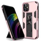 For iPhone 12 mini Armor Shockproof TPU + PC Magnetic Protective Case with Invisible Holder(Rose Gold) - 1