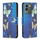 For vivo Y200 5G Colored Drawing Pattern Leather Phone Case(Gold Butterfly) - 1