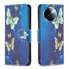 For vivo Y200i 5G / Y38 5G Colored Drawing Pattern Leather Phone Case(Gold Butterfly) - 1