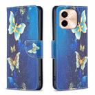 For vivo Y28 4G Colored Drawing Pattern Leather Phone Case(Gold Butterfly) - 1