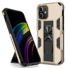 For iPhone 12 / 12 Pro Armor Shockproof TPU + PC Magnetic Protective Case with Invisible Holder(Gold) - 1