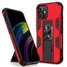 For iPhone 12 / 12 Pro Armor Shockproof TPU + PC Magnetic Protective Case with Invisible Holder(Red) - 1