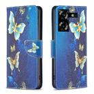 For Tecno Pova 5 Colored Drawing Pattern Leather Phone Case(Gold Butterfly) - 1