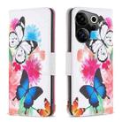 For Tecno Camon 20 Premier Colored Drawing Pattern Leather Phone Case(Butterflies) - 1