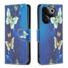 For Tecno Camon 20 Premier Colored Drawing Pattern Leather Phone Case(Gold Butterfly) - 1
