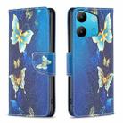 For Tecno Spark Go 2023/Pop 7 Pro Colored Drawing Pattern Leather Phone Case(Gold Butterfly) - 1