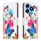 For Tecno Spark 10 4G Colored Drawing Pattern Leather Phone Case(Butterflies) - 1