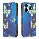 For Tecno Spark 10 Pro Colored Drawing Pattern Leather Phone Case(Gold Butterfly) - 1