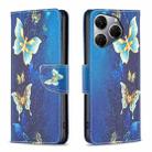 For Tecno Spark 20 Pro Colored Drawing Pattern Leather Phone Case(Gold Butterfly) - 1