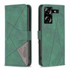 For Tecno Pova 5 Magnetic Buckle Rhombus Texture Leather Phone Case(Green) - 1