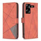 For Tecno Pova 5 Magnetic Buckle Rhombus Texture Leather Phone Case(Brown) - 1