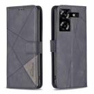 For Tecno Pova 5 Magnetic Buckle Rhombus Texture Leather Phone Case(Black) - 1