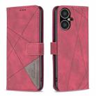 For Tecno Pova Neo 3 Magnetic Buckle Rhombus Texture Leather Phone Case(Red) - 1