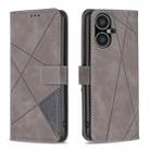 For Tecno Pova Neo 3 Magnetic Buckle Rhombus Texture Leather Phone Case(Grey) - 1