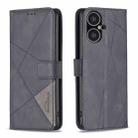 For Tecno Pova Neo 3 Magnetic Buckle Rhombus Texture Leather Phone Case(Black) - 1