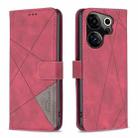 For Tecno Camon 20 Premier Magnetic Buckle Rhombus Texture Leather Phone Case(Red) - 1