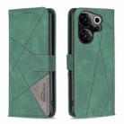 For Tecno Camon 20 Premier Magnetic Buckle Rhombus Texture Leather Phone Case(Green) - 1