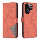For Tecno Camon 20 Premier Magnetic Buckle Rhombus Texture Leather Phone Case(Brown) - 1