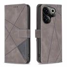 For Tecno Camon 20 Premier Magnetic Buckle Rhombus Texture Leather Phone Case(Grey) - 1