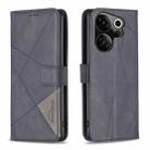 For Tecno Camon 20 Premier Magnetic Buckle Rhombus Texture Leather Phone Case(Black) - 1