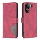 For Tecno Camon 20 Pro 5G Magnetic Buckle Rhombus Texture Leather Phone Case(Red) - 1