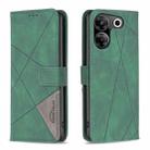 For Tecno Camon 20 Pro 5G Magnetic Buckle Rhombus Texture Leather Phone Case(Green) - 1