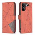 For Tecno Camon 20 Pro 5G Magnetic Buckle Rhombus Texture Leather Phone Case(Brown) - 1