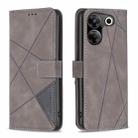 For Tecno Camon 20 Pro 5G Magnetic Buckle Rhombus Texture Leather Phone Case(Grey) - 1