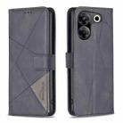 For Tecno Camon 20 Pro 5G Magnetic Buckle Rhombus Texture Leather Phone Case(Black) - 1