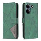 For Tecno Camon 20/Camon 20 Pro 4G Magnetic Buckle Rhombus Texture Leather Phone Case(Green) - 1