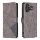 For Tecno Spark 10C Magnetic Buckle Rhombus Texture Leather Phone Case(Grey) - 1