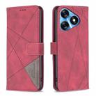 For Tecno Spark 10 4G Magnetic Buckle Rhombus Texture Leather Phone Case(Red) - 1