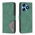 For Tecno Spark 10 4G Magnetic Buckle Rhombus Texture Leather Phone Case(Green) - 1