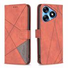 For Tecno Spark 10 4G Magnetic Buckle Rhombus Texture Leather Phone Case(Brown) - 1