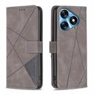 For Tecno Spark 10 4G Magnetic Buckle Rhombus Texture Leather Phone Case(Grey) - 1