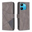 For Tecno Spark Go 2023/Pop 7 Pro Magnetic Buckle Rhombus Texture Leather Phone Case(Grey) - 1