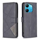 For Tecno Spark Go 2023/Pop 7 Pro Magnetic Buckle Rhombus Texture Leather Phone Case(Black) - 1