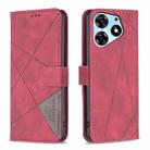 For Tecno Spark 10 Pro Magnetic Buckle Rhombus Texture Leather Phone Case(Red) - 1