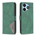 For Tecno Spark 10 Pro Magnetic Buckle Rhombus Texture Leather Phone Case(Green) - 1