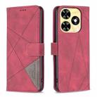 For Tecno Spark 20 Magnetic Buckle Rhombus Texture Leather Phone Case(Red) - 1