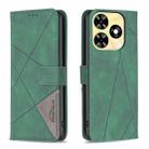 For Tecno Spark 20 Magnetic Buckle Rhombus Texture Leather Phone Case(Green) - 1