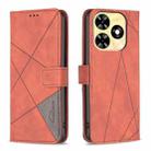 For Tecno Spark 20 Magnetic Buckle Rhombus Texture Leather Phone Case(Brown) - 1