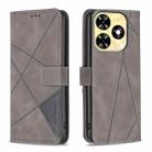 For Tecno Spark 20 Magnetic Buckle Rhombus Texture Leather Phone Case(Grey) - 1