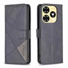 For Tecno Spark 20 Magnetic Buckle Rhombus Texture Leather Phone Case(Black) - 1