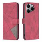 For Tecno Spark 20 Pro Magnetic Buckle Rhombus Texture Leather Phone Case(Red) - 1