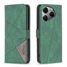 For Tecno Spark 20 Pro Magnetic Buckle Rhombus Texture Leather Phone Case(Green) - 1