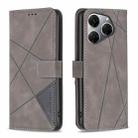 For Tecno Spark 20 Pro Magnetic Buckle Rhombus Texture Leather Phone Case(Grey) - 1