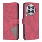 For Tecno Camon 30 Premier 5G Magnetic Buckle Rhombus Texture Leather Phone Case(Red) - 1