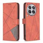 For Tecno Camon 30 Premier 5G Magnetic Buckle Rhombus Texture Leather Phone Case(Brown) - 1